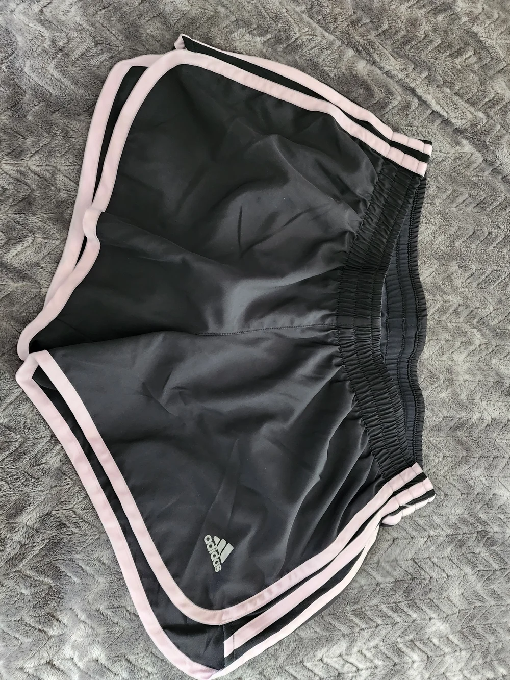 adidas Black Running Shorts with Light Pink Logos - Picture 1 of 3